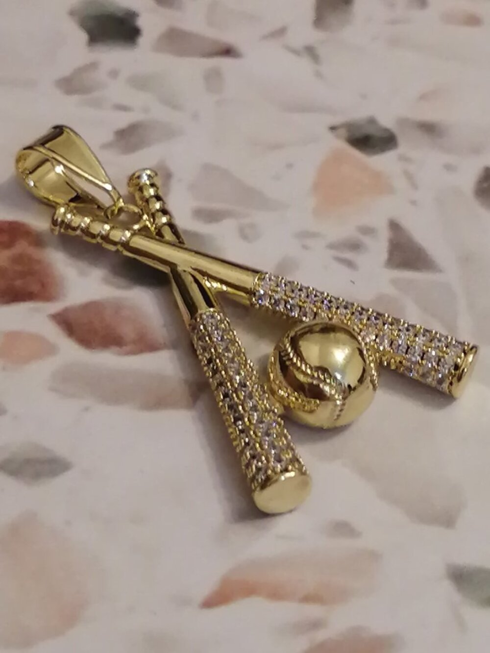 Iced Out 18KGF & CZ Baseball/Softball Pendant